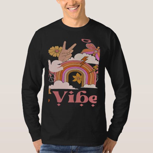 Undergrad Vibes School Groovy Retro Boho Rainbow C T-shirt (Voorkant)
