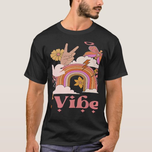 Undergrad Vibes School Groovy Retro Boho Rainbow C T-shirt (Voorkant)