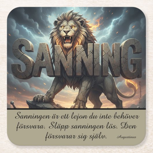 Underlägg — Lejon, sanning Kartonnen Onderzetters (Voorkant)