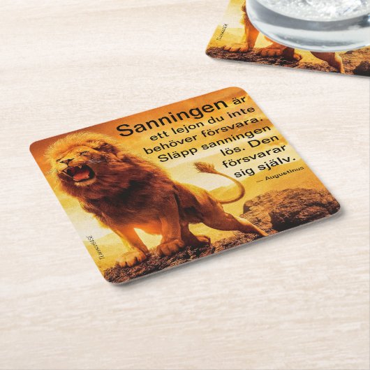 Underlägg — Lejon, sanning Kartonnen Onderzetters (Schuin)