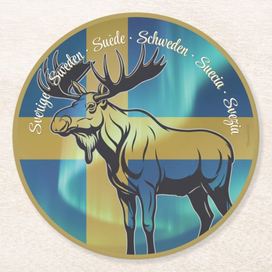 Underlägg — Sweden, moose Ronde Kartonnen Onderzetter (Voorkant)