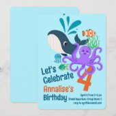 Undersea Aquarium Birthday Invitation Kaart (Voorkant / Achterkant)