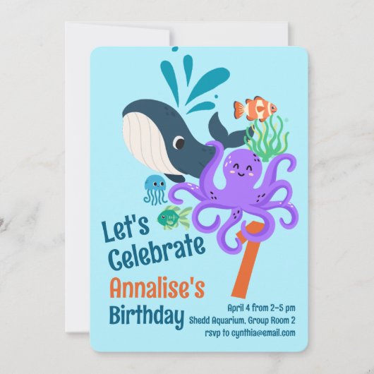 Undersea Aquarium Birthday Invitation Kaart (Voorkant)