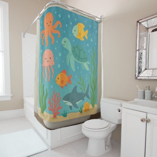 Underwater Adventure | Cute Sea Creatures Shower C Douchegordijn (In situ)