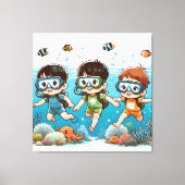 Underwater Adventure with Friends Canvas Afdruk (Voorkant)
