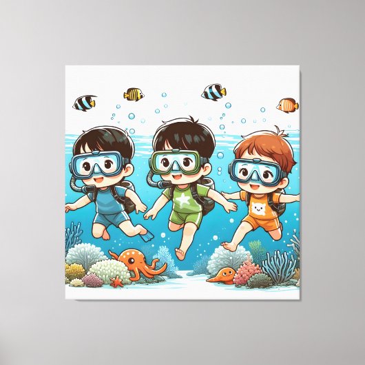 Underwater Adventure with Friends Canvas Afdruk (Voorkant)