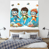 Underwater Adventure with Friends Canvas Afdruk (Insitu (Slaapkamer))