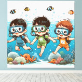 Underwater Adventure with Friends Canvas Afdruk (Insitu (Houten vloer))