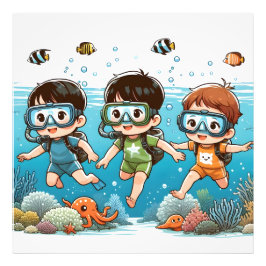 Underwater Adventure with Friends Foto Afdruk