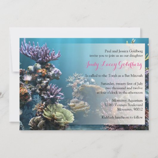 Underwater Bat Mitzvah Uitnodiging (Achterkant)