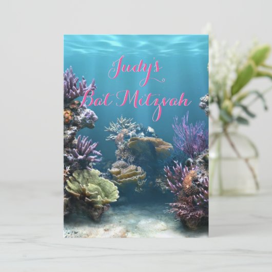 Underwater Bat Mitzvah Uitnodiging (Staand voorkant)