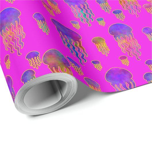 Underwater Dancing Rainbows Magenta Cadeaupapier (Rol Hoek)