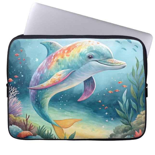 Underwater Dolphin Laptop Sleeve (Voorkant)