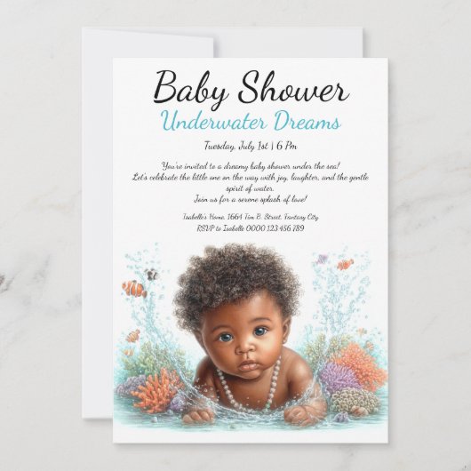 Underwater Dromen Waterverf Baby Shower Kaart (Voorkant)