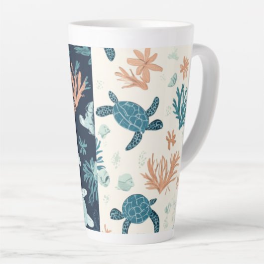 Underwater Escape - Zee Turtle Art Latte Mok (Rechterhoek)