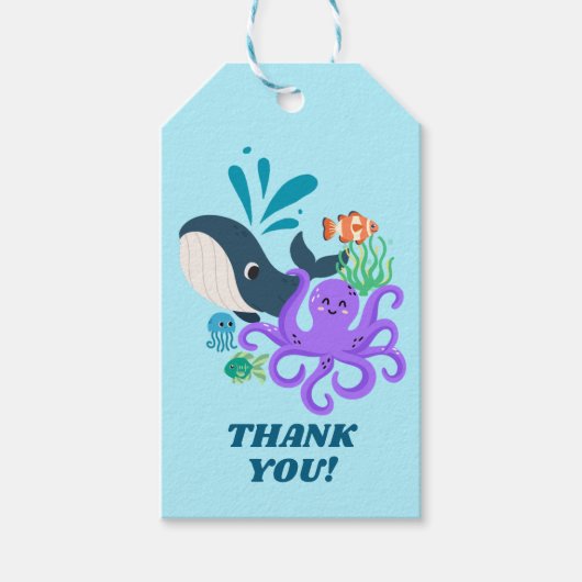 Underwater Friends Party Child Birthday Cadeaulabel (Voorkant)