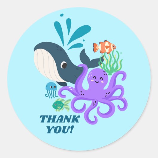 Underwater Friends Party Child Birthday Ronde Sticker (Voorkant)