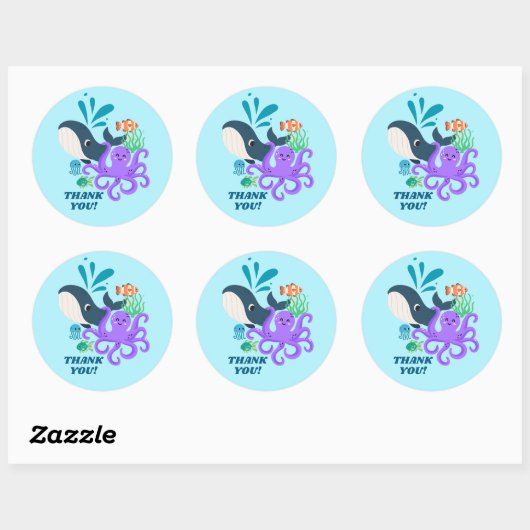 Underwater Friends Party Child Birthday Ronde Sticker (Vel)