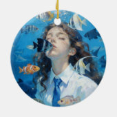 Underwater Girl Ceramic Ornament (Achterkant)