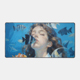 Underwater Girl & Tropical Fish Oil Painting Desk  Bureaumat