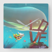 Underwater Love Vierkante Klok (Voorkant)