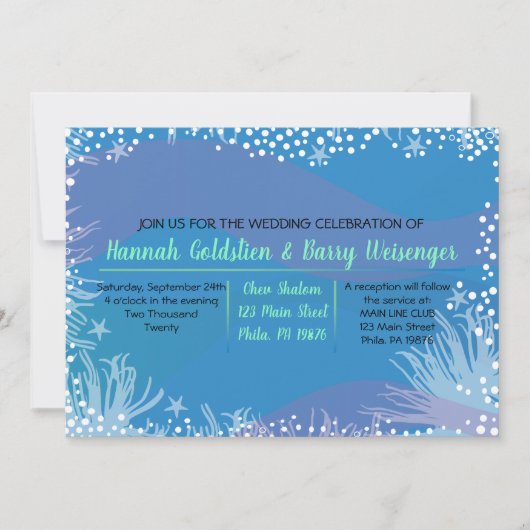 UNDERWATER OCEAN Wedding Invitation Kaart (Voorkant)