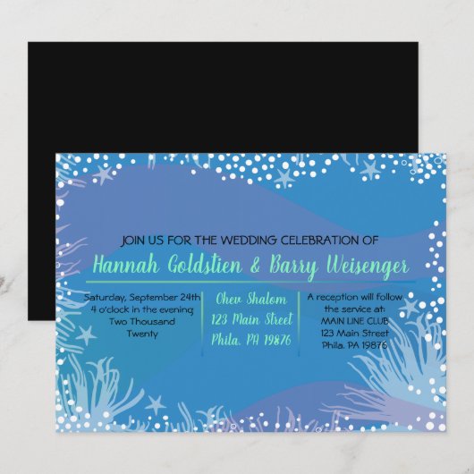 UNDERWATER OCEAN Wedding Invitation Kaart (Voorkant / Achterkant)