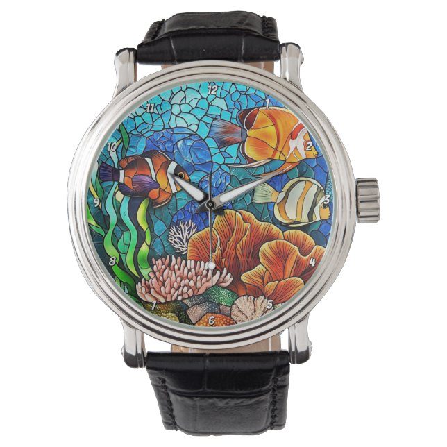 Underwater Paradise Tropical Fish Coral Reef Wall  Horloge (Voorkant)