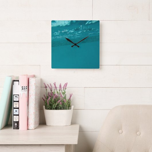 Underwater Pool Glam 2 Vierkante Klok (Leeskamer)