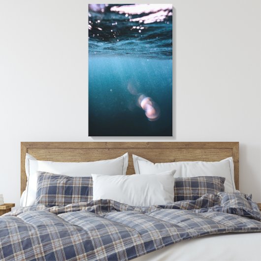 Underwater reflections and bubbles. canvas afdruk (Insitu (Slaapkamer))