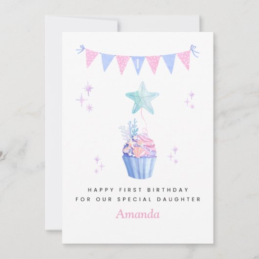 Underwater Sea Daughter 1st Birthday Card Kaart (Voorkant)