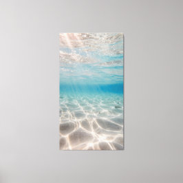 Underwater sunlight shimmers on the sandy seabed canvas afdruk