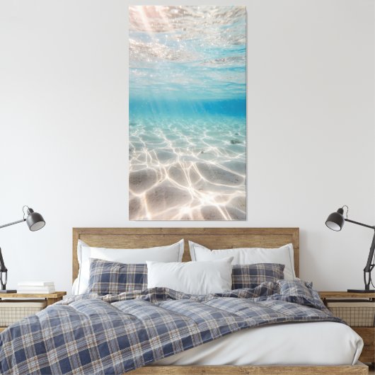 Underwater sunlight shimmers on the sandy seabed canvas afdruk (Insitu (Slaapkamer))