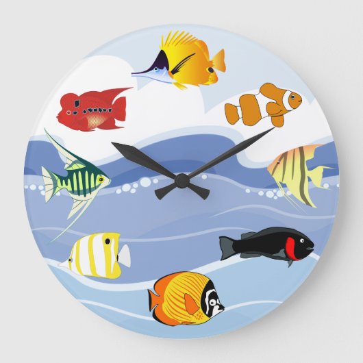 Underwater Tropical Fish Art Wall Clock Grote Klok (Voorkant)