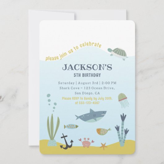 Underwater World Birthday Uitnodiging voor kindere (Voorkant)