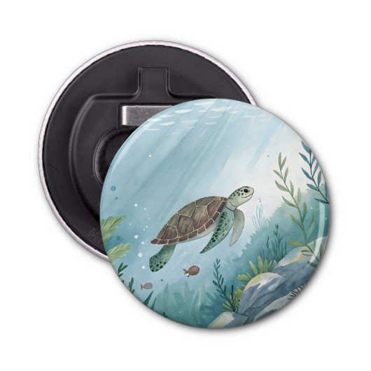 Underwater world with turtle button flesopener (Voorkant)