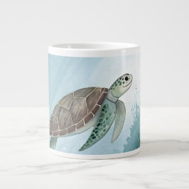 Underwater world with turtle grote koffiekop