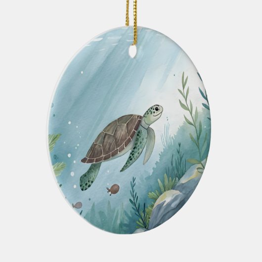 Underwater world with turtle keramisch ornament (Rechts)