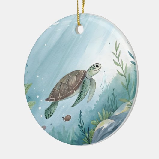 Underwater world with turtle keramisch ornament (Links)