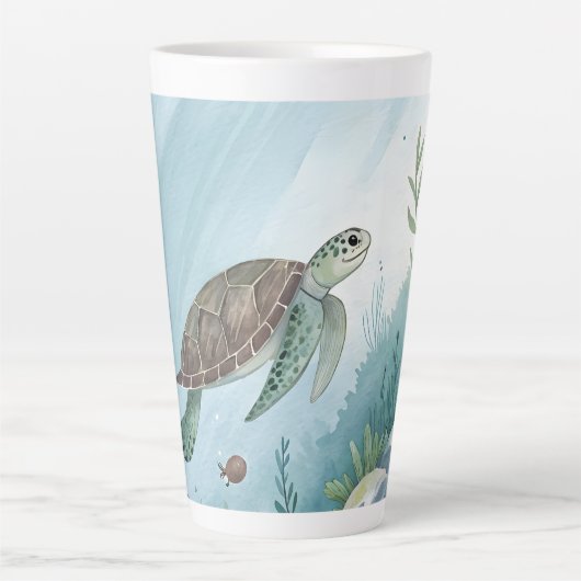 Underwater world with turtle latte mok (Voorkant)