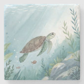 Underwater world with turtle stenen onderzetter (Voorkant)