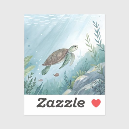 Underwater world with turtle sticker (Vel)