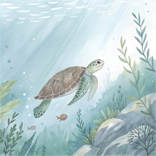 Underwater world with turtle sticker (Voorkant)