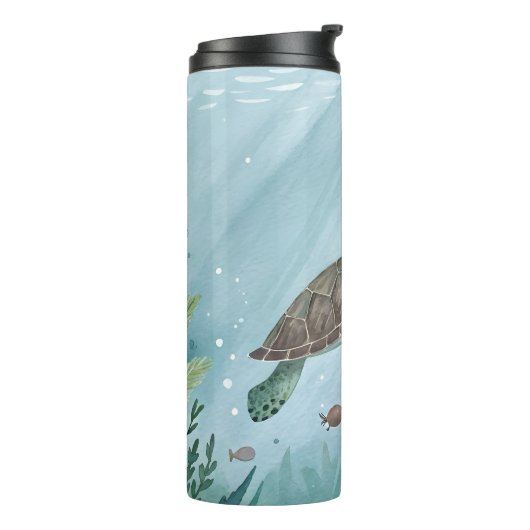 Underwater world with turtle thermosbeker (Gedraaid links)