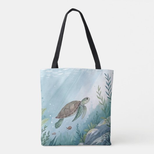 Underwater world with turtle tote bag (Achterkant)