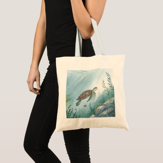 Underwater world with turtle tote bag (Voorkant (product))