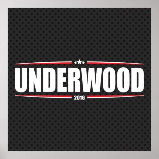 Underwood 2016 (sterren & Stripes - zwart) Poster (Voorkant)