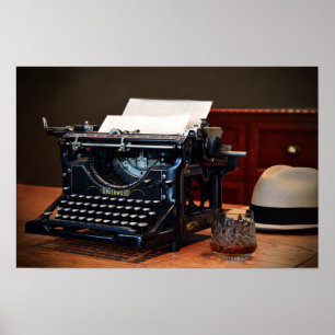 Underwood schrijfmachine en Whisky Poster
