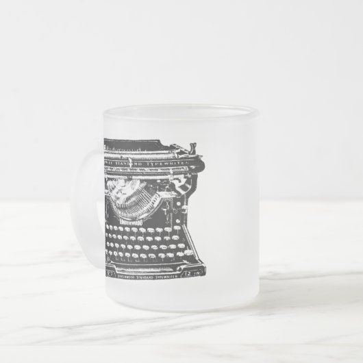 Underwood Typewriter Matglas Koffiemok (Voorkant links)