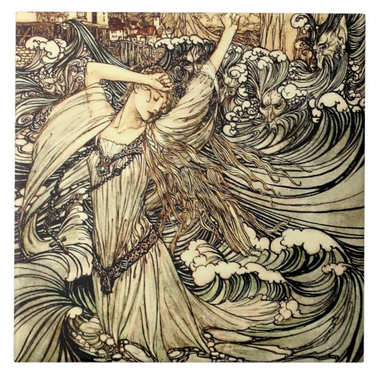 “Undine in de golven” van Arthur Rackham Tegeltje (Voorkant)